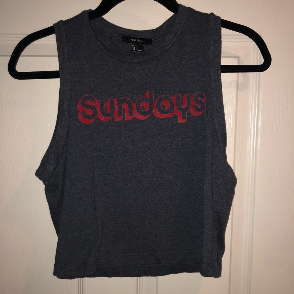 blue “Sundays” tank top